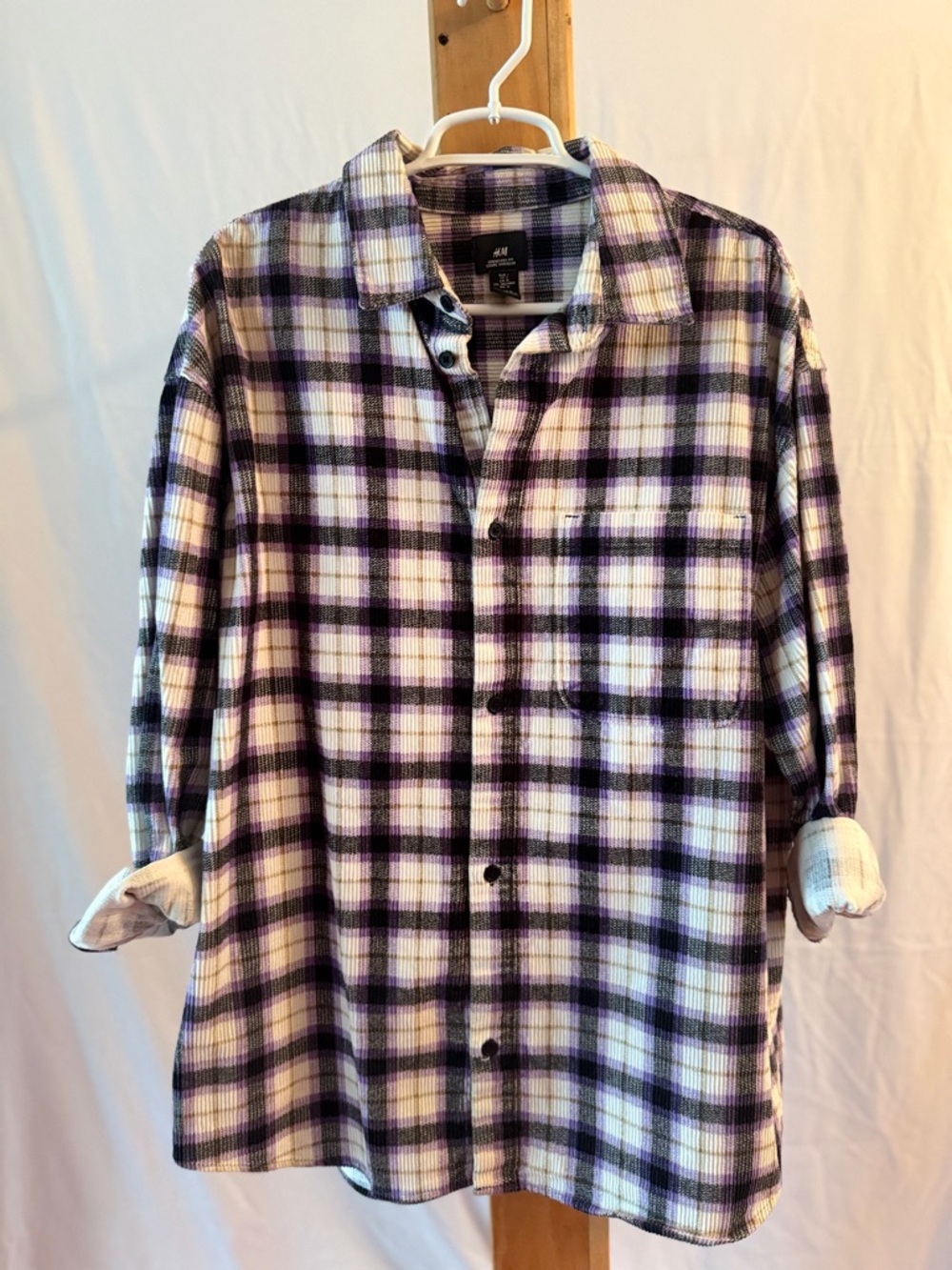 H&M Purple, Black & White Plaid Button-Front Shirt